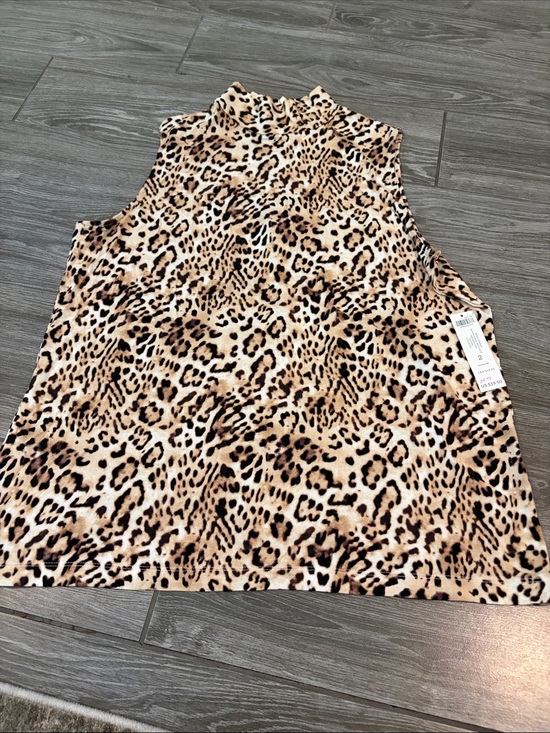 Chico's Tops - Chico’s Leopard Print Sleeveless Mock Neck Top in Tan, Cream, Black